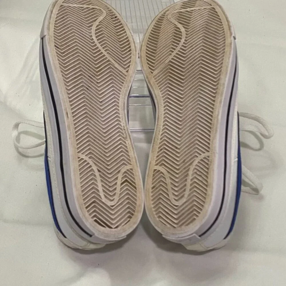 Nike Court Legacy Low White Royal Blue Leather Sneakers Youth 4.5Y